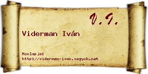 Viderman Iván névjegykártya